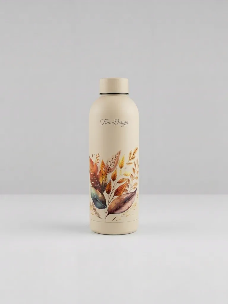 Koudwaterfles bloemen in warme herfstkleuren - crème, 500 ml