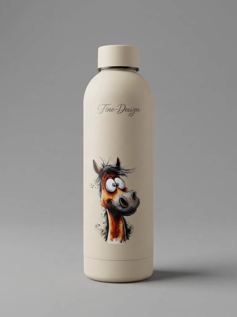 Cold water bottle grappig paard 500ml
