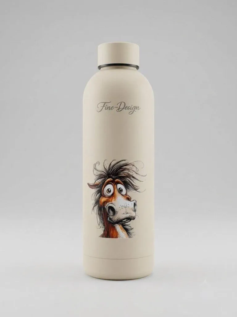 Cold water bottle grappig paard 500ml