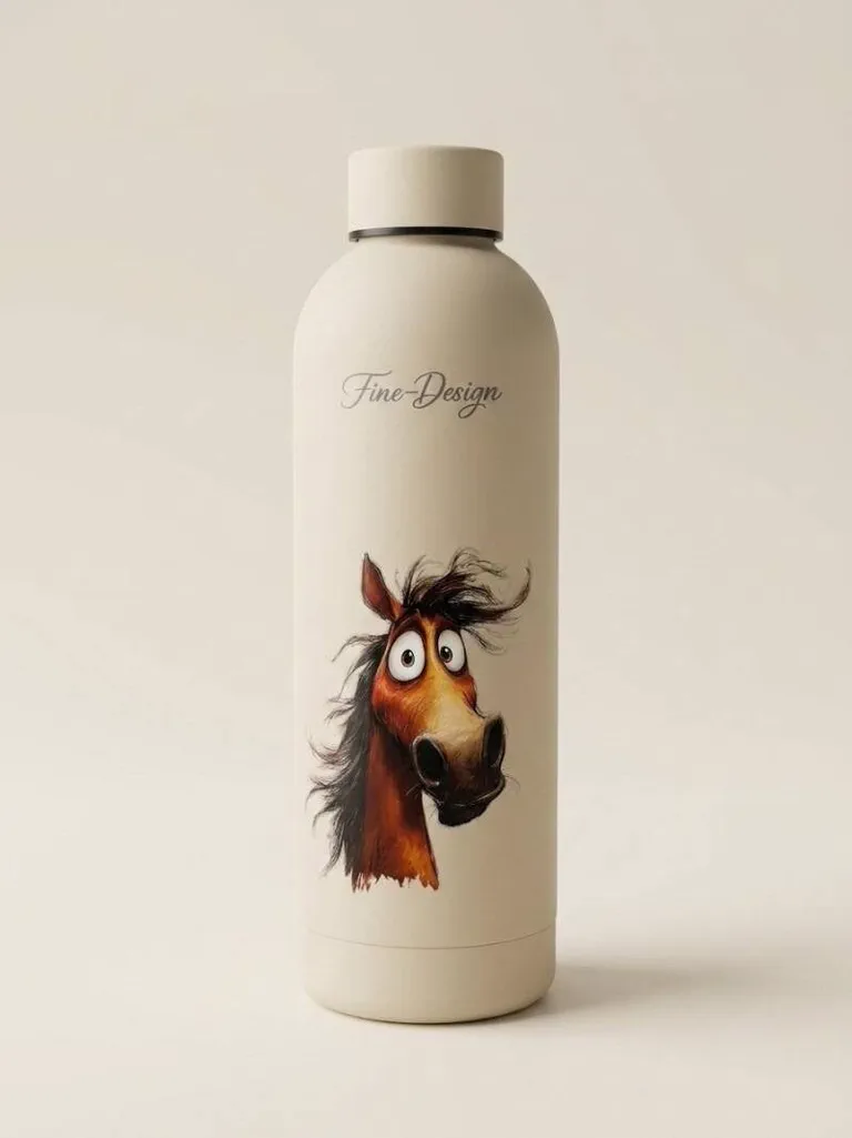 Cold water bottle grappig paard 500ml