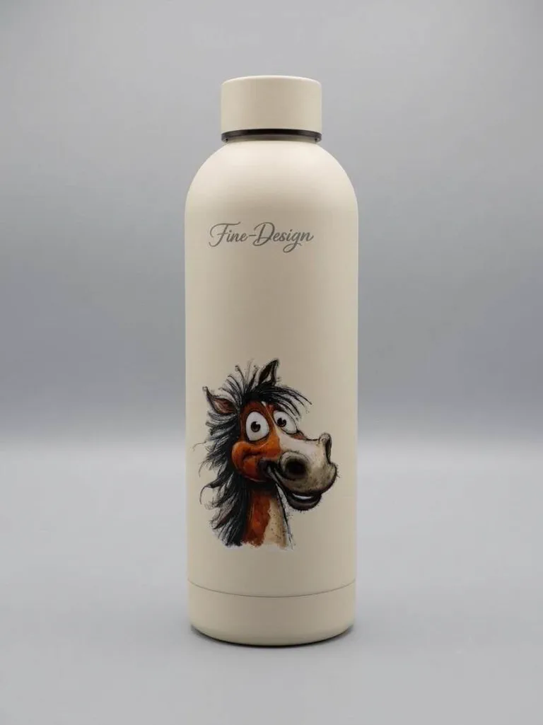 Cold water bottle grappig paard 500ml