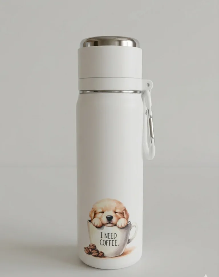 Dubbelwandige handbewerkte thermos Golden retriever, inhoud 500ml