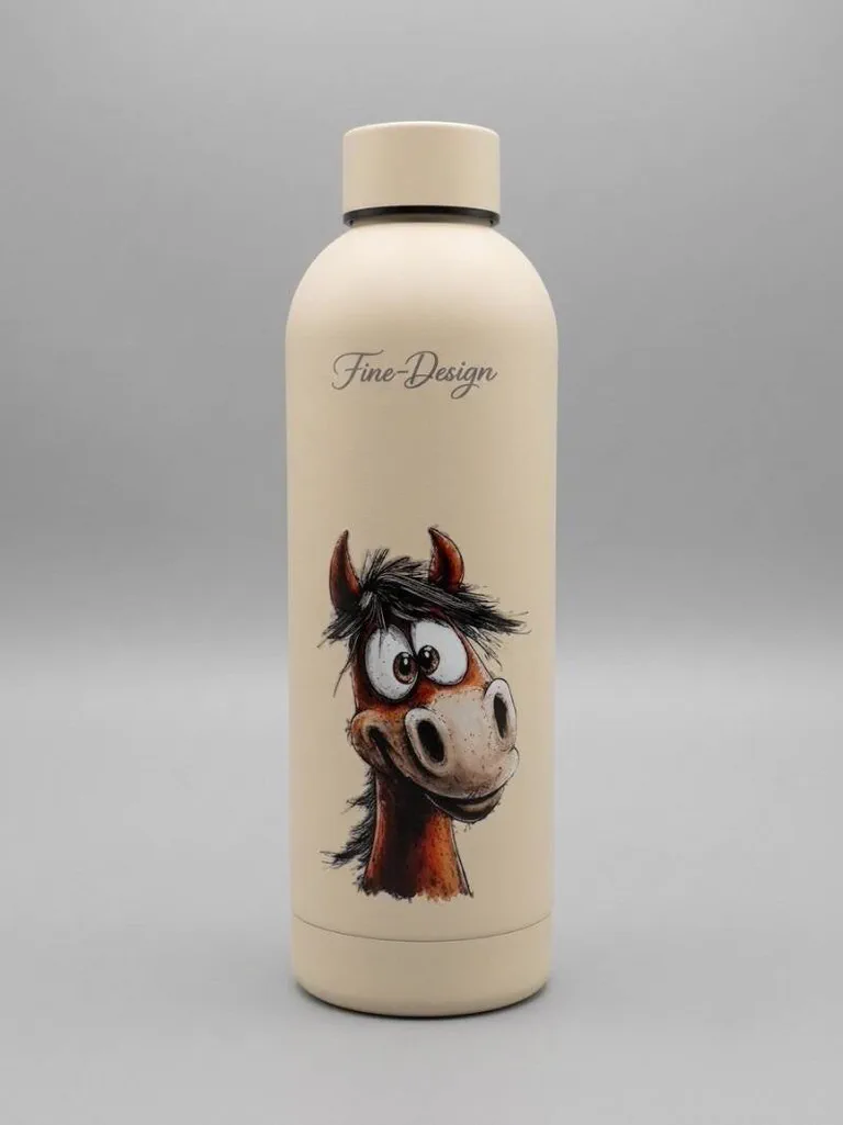 Cold water bottle grappig paard 500ml