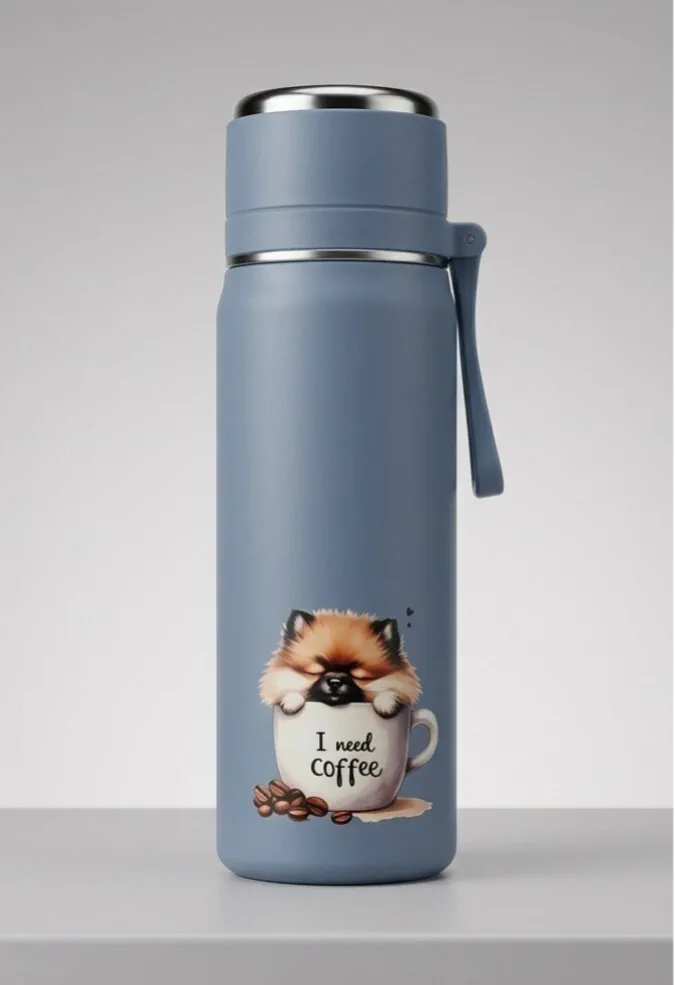 Dubbelwandige handbewerkte thermos Pomeriaan, inhoud 500ml