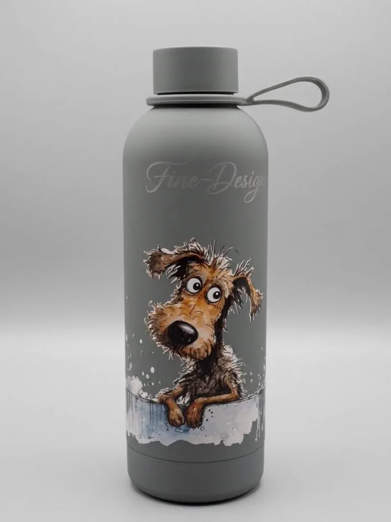 Cold water bottle grappige hond 500ml