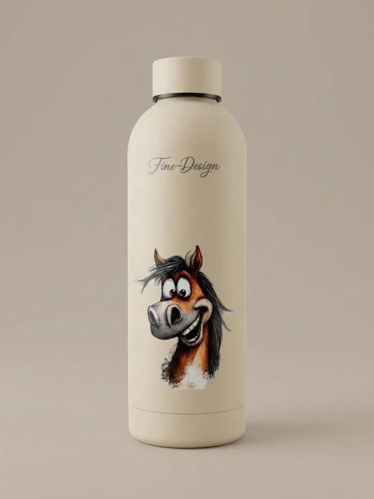 Cold water bottle grappig paard 500ml