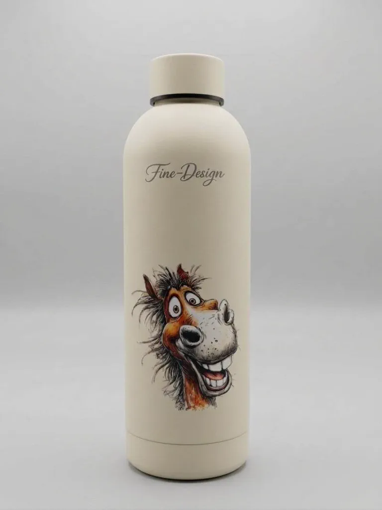 Cold water bottle grappig paard 500ml