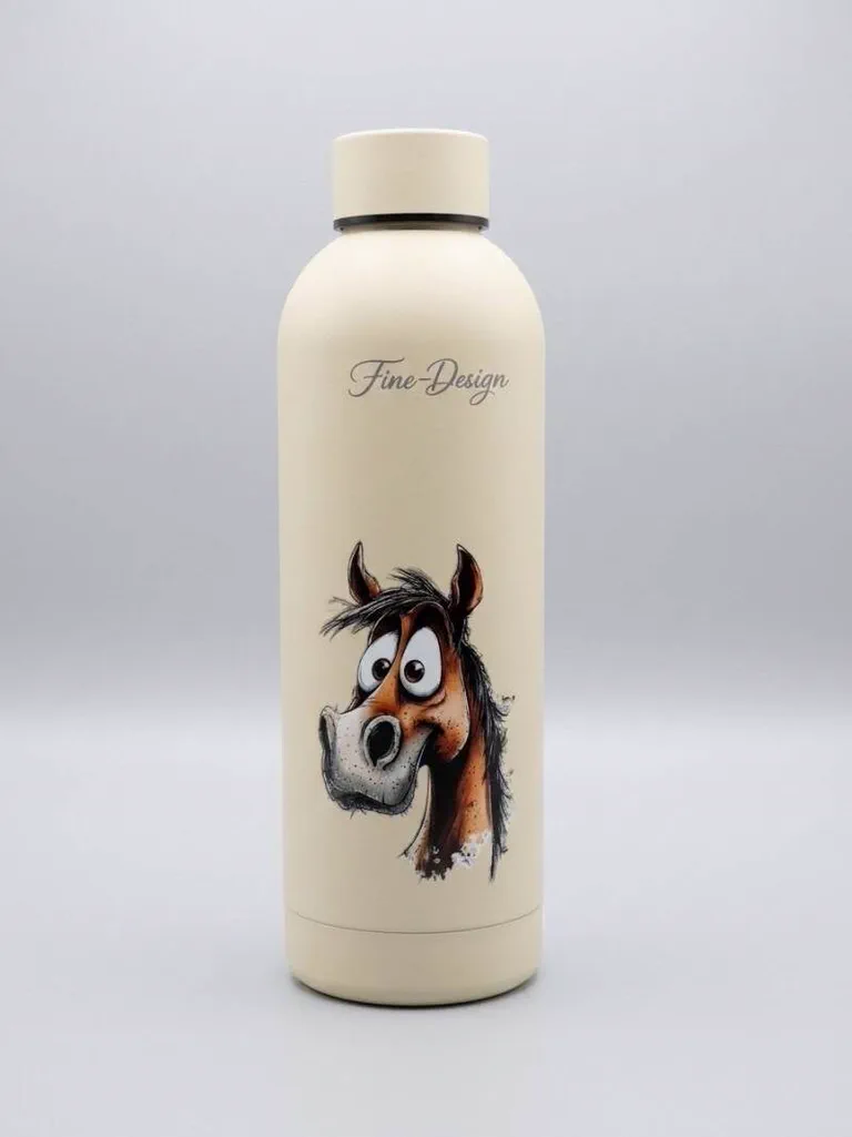 Cold water bottle grappig paard 500ml